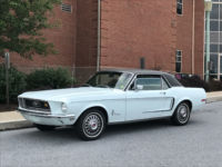 antique blue ford mustang