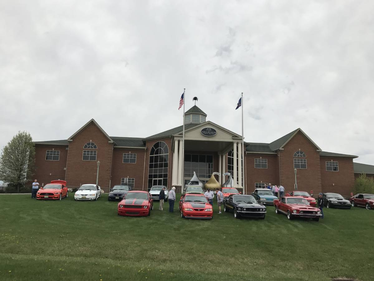 Mustangs in front of AACA Museum
