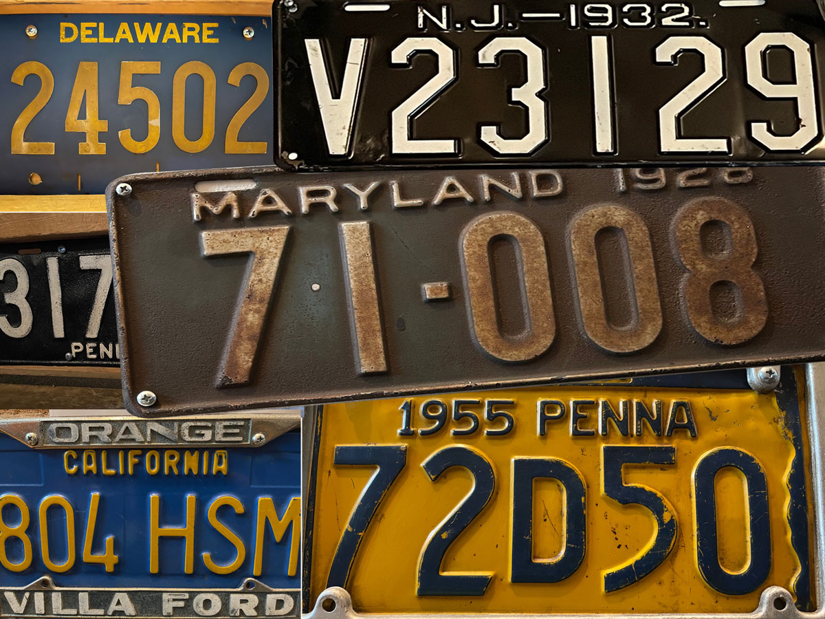 assorted antique license plates